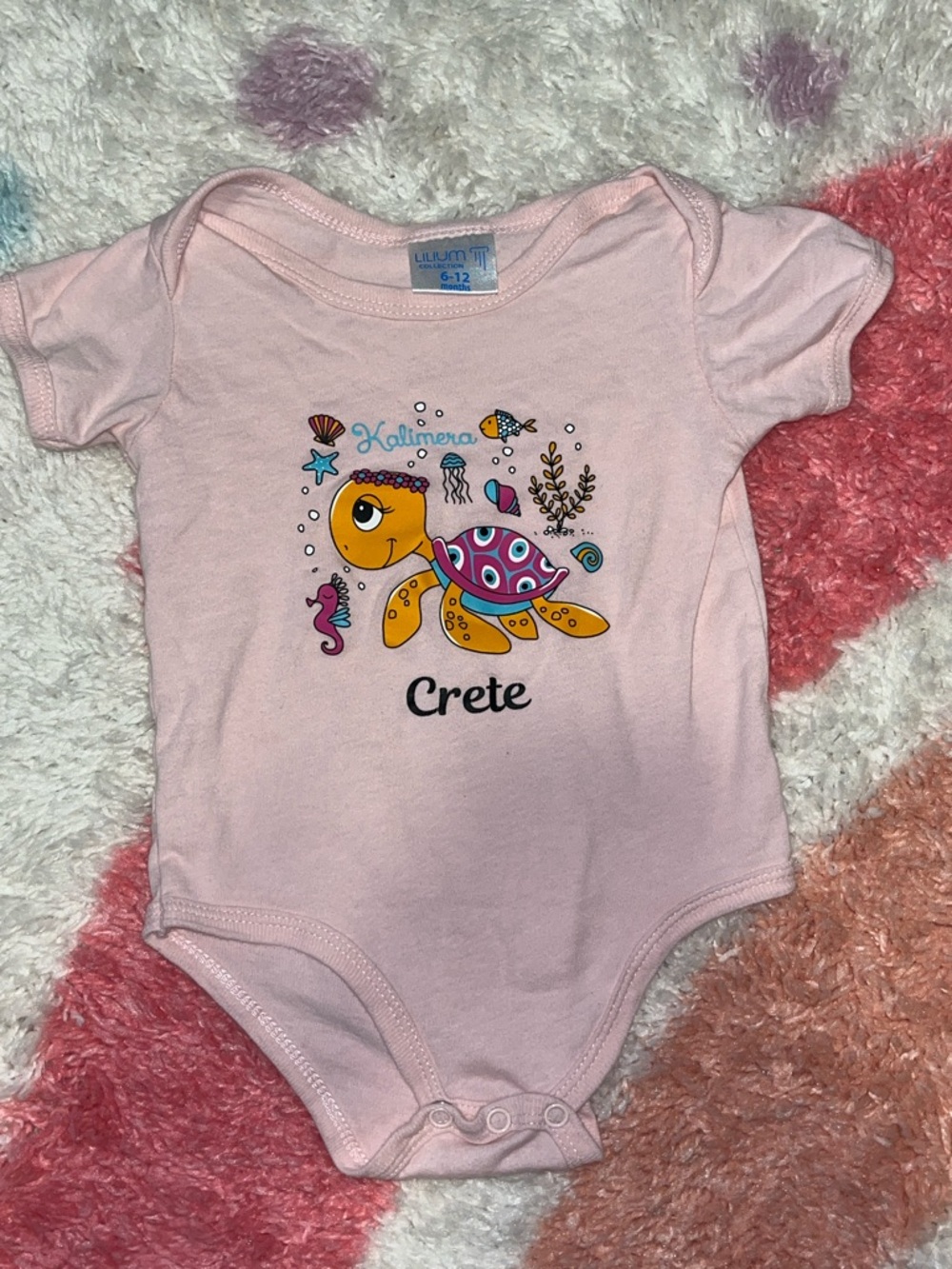 Crete Pink Turtle Graphic One-Piece Bodysuit - Unbranded